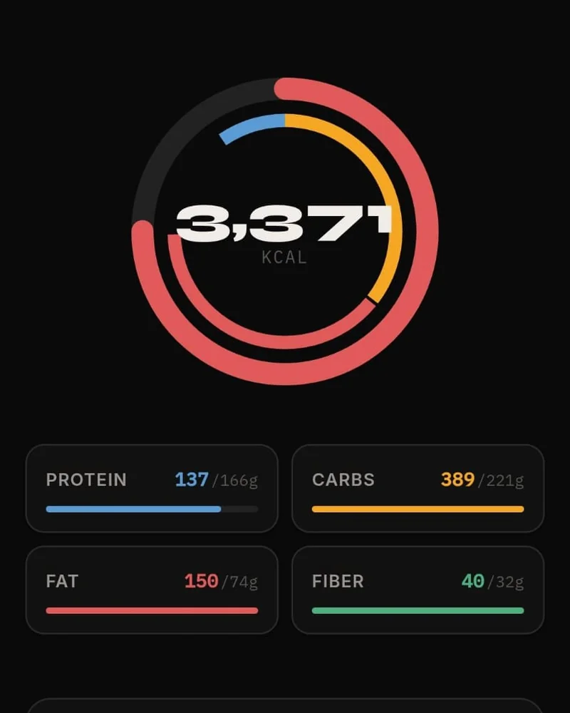 CalTrack food-tracking app in its dark theme